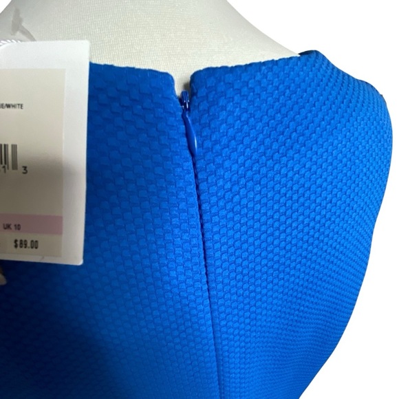 Pappagallo Marine blue w/white embroidered neckline sleeveless sheath dress sz-6 - Picture 8 of 11